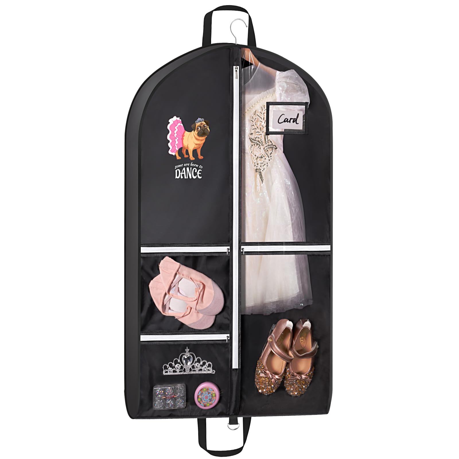 Univivi Dance Garment Bags for Dancers 3 Gusseted Garment Bags for Dance Costumes with 5 Pockets 40 Dance