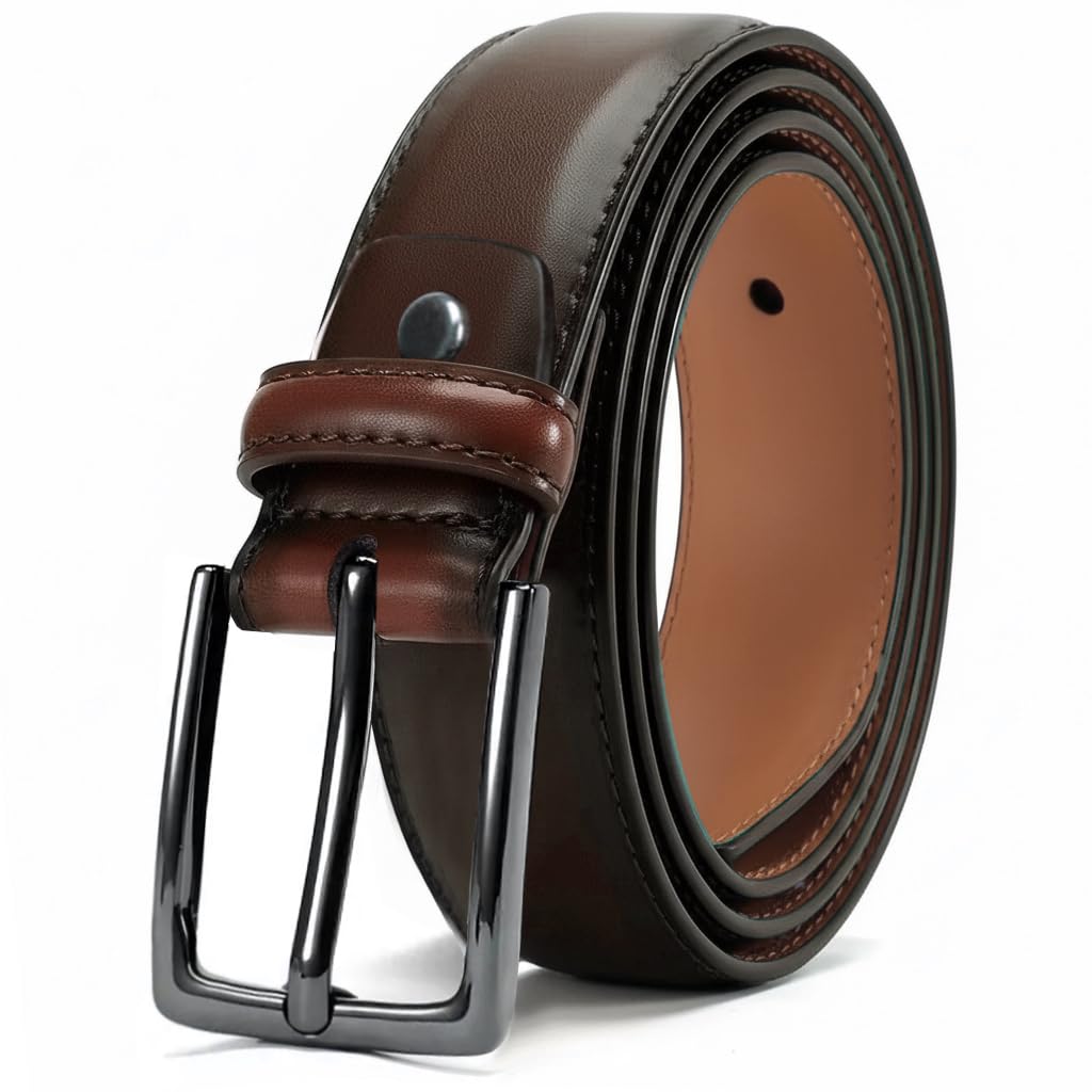 WildHorn Men's Genuine Leather Pin Buckle Belt | Leather Belt for Men | Formal & Casual Wear | Stylish and Durable with Adjustable fit up to 48”