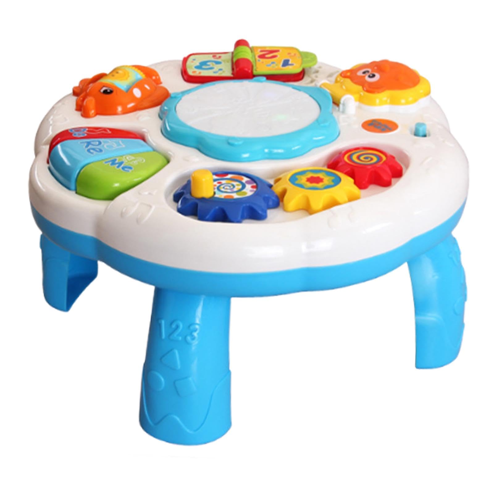 Mesa de Aprendizaje Musical Interactiva con Efectos Luminosos Y Canciones para Estimulación Sensorial en Bebés Apto para Uso en Casa O Guardería, Blanco