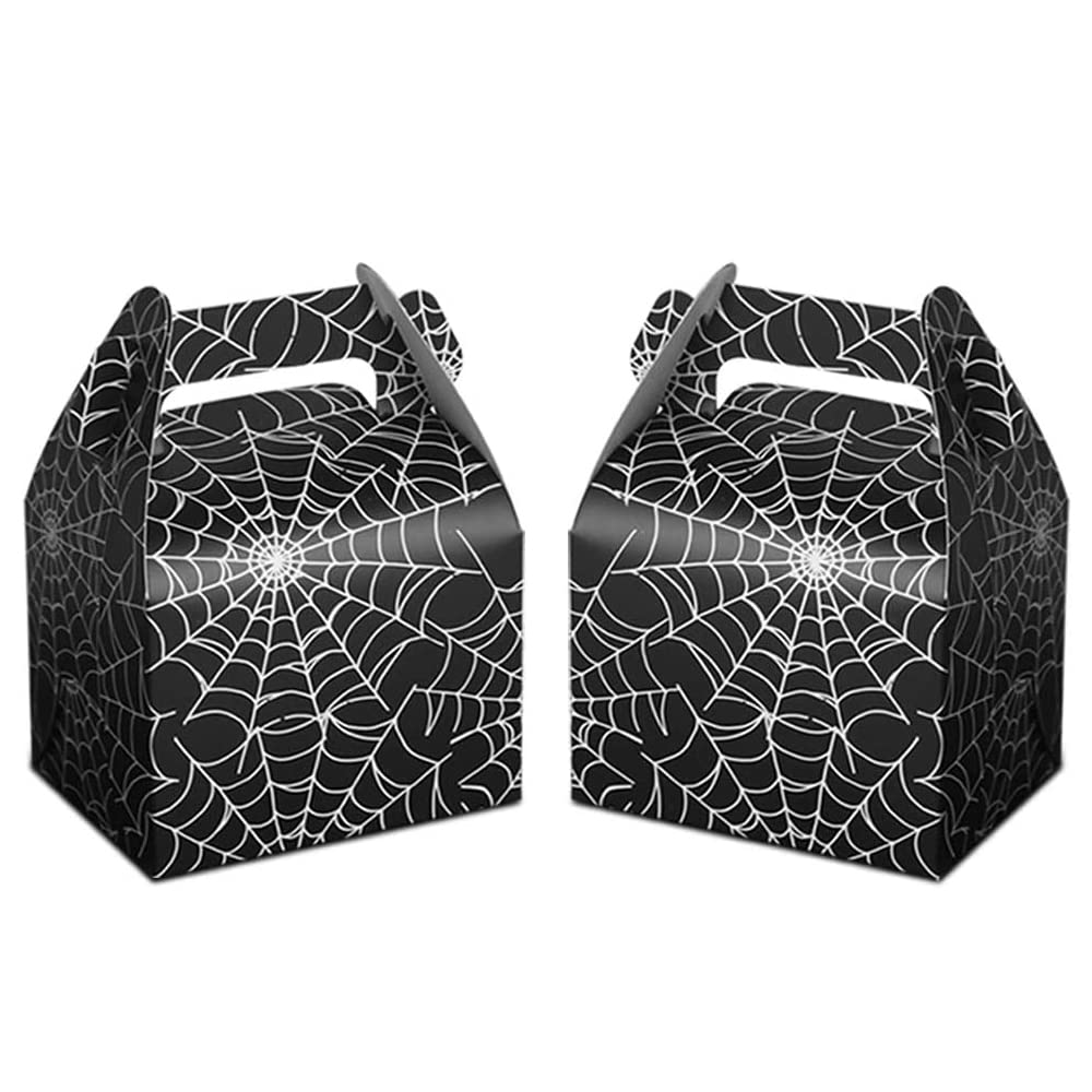 Hxezoc 24pcs Halloween Favor Boxes Large Black Spider Web Candy Boxes Halloween Treat Boxes For Halloween Party Decorations Kids Spider Birthday Party Supplies