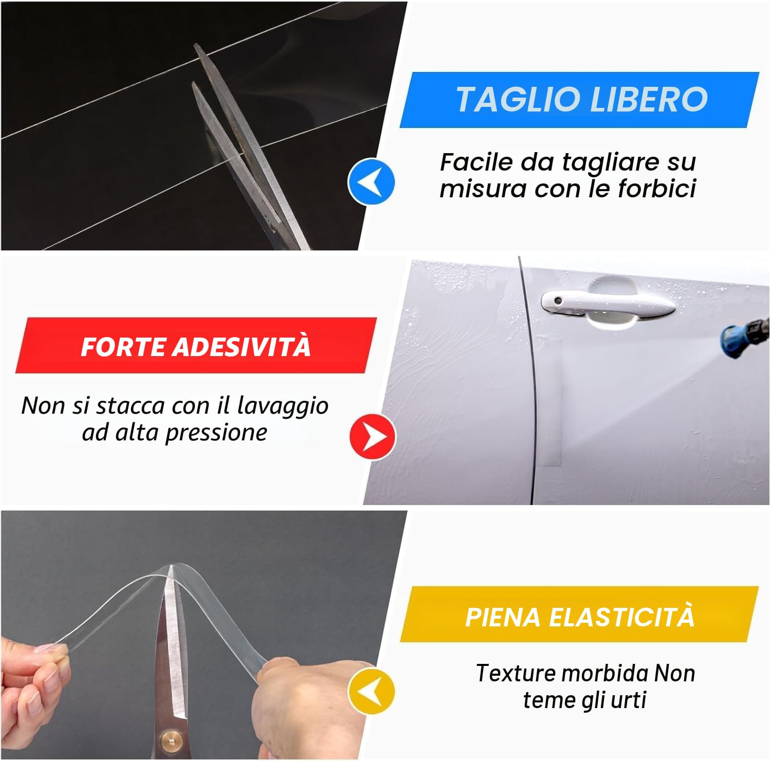 EINESIN Protezione per porta dell'auto Trasparente 5cm×10M, Pellicola universale di protezione per portiera dell'auto, Protezioni Per Davanzali Per Porte Auto Universali, Autoadesive