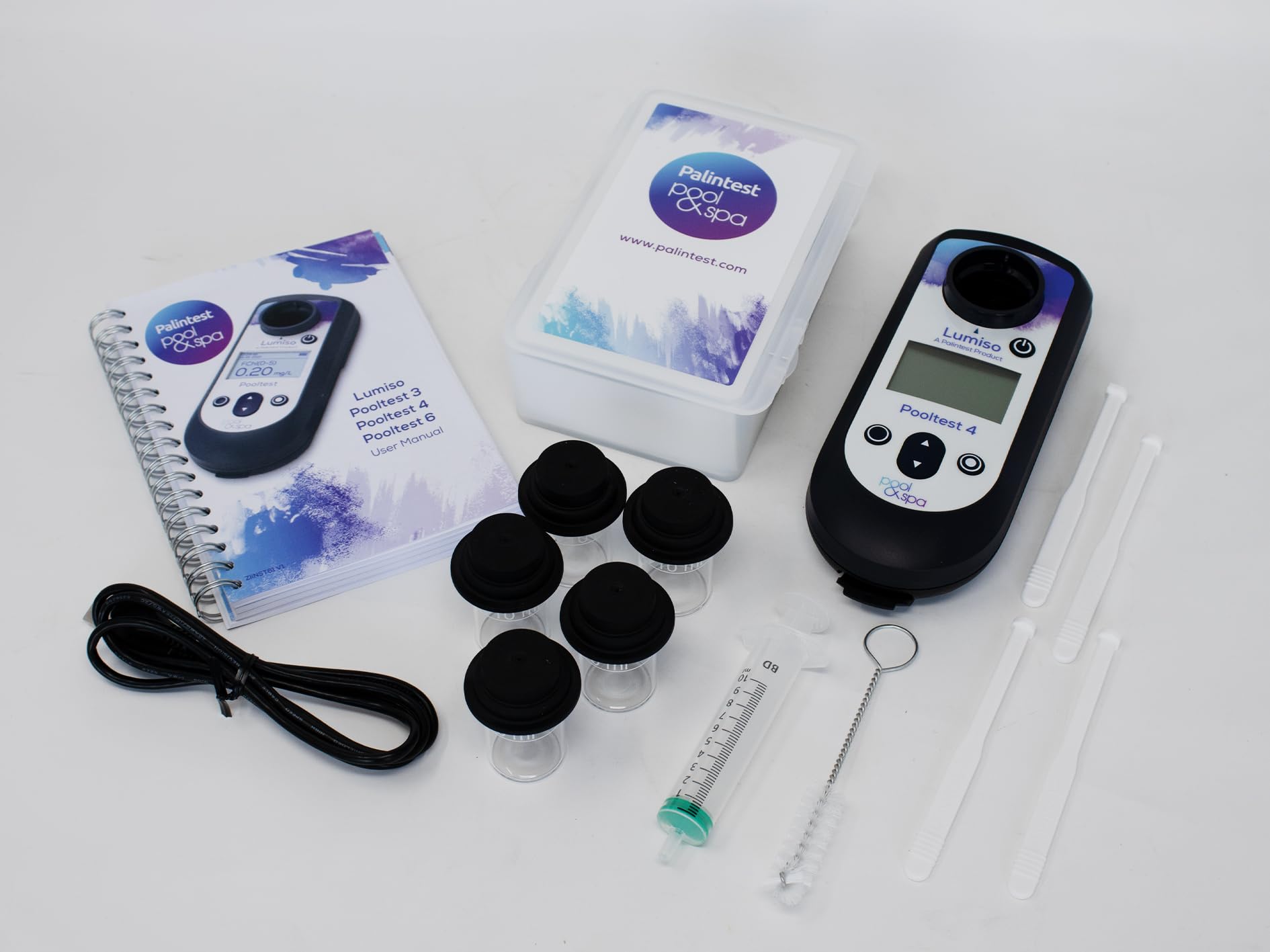 Palintest - Lumiso Pooltest 4 | Chlorine, Bromine, pH & Alkalinity Tester | USB Data Management | Designed for Spas & Indoor Pools | Includes Reagents & Accessories | DPD1 & DPD 3 Compatible