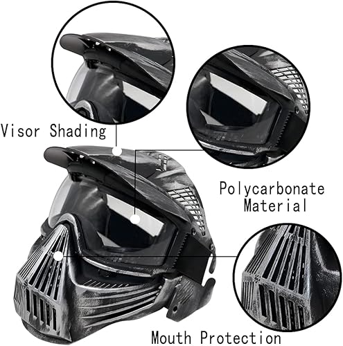 Miniatura 4 de Máscara táctica Airsoft, para caza de Airsoft BB, juego CS de cara completa, equipo táctico resistente a los impactos con gafas, esquí de motocross,