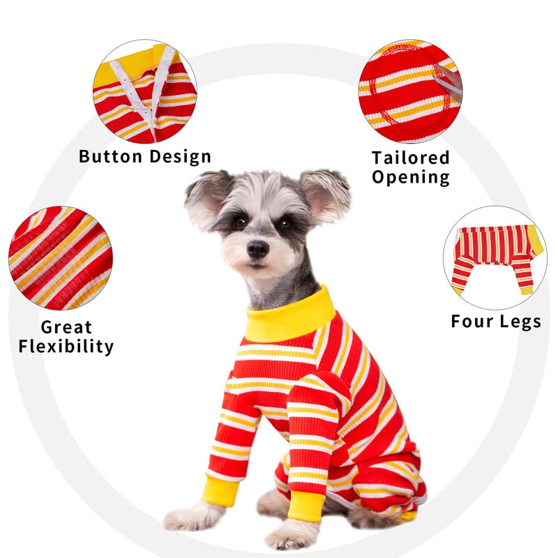 Image of Dog Surgery Recovery Suit for Small Dogs, 4-Legged Dog Onesie After Surgery with Back Snaps, Breathable Cotton Spay and Neuter Bodysuit for Female and Male Dogs