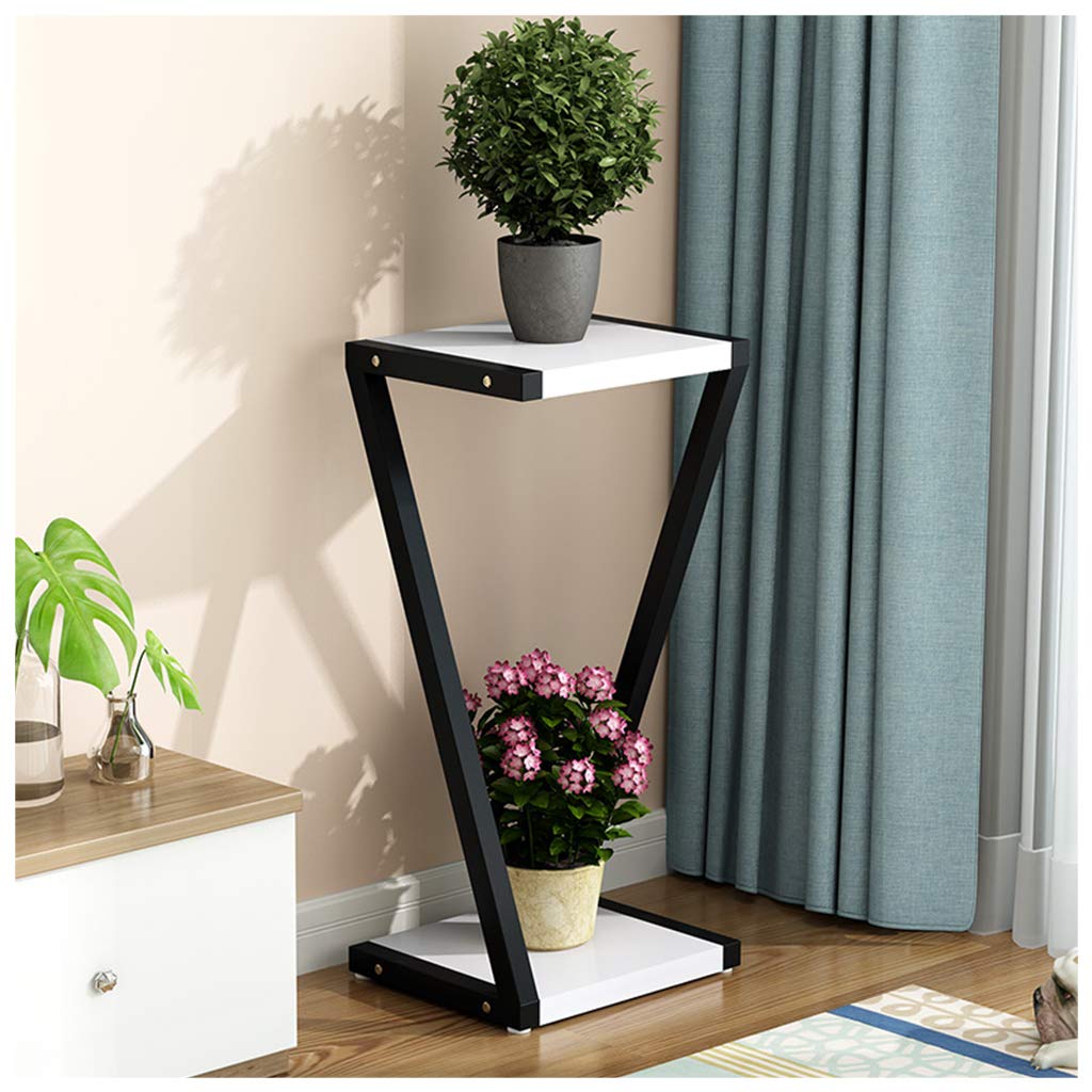 DQKHGFCAPG Floor-standing Metal Plant Pot Stand, Plant Display Stand for Indoor /605(Black-frame White Board,80CM)