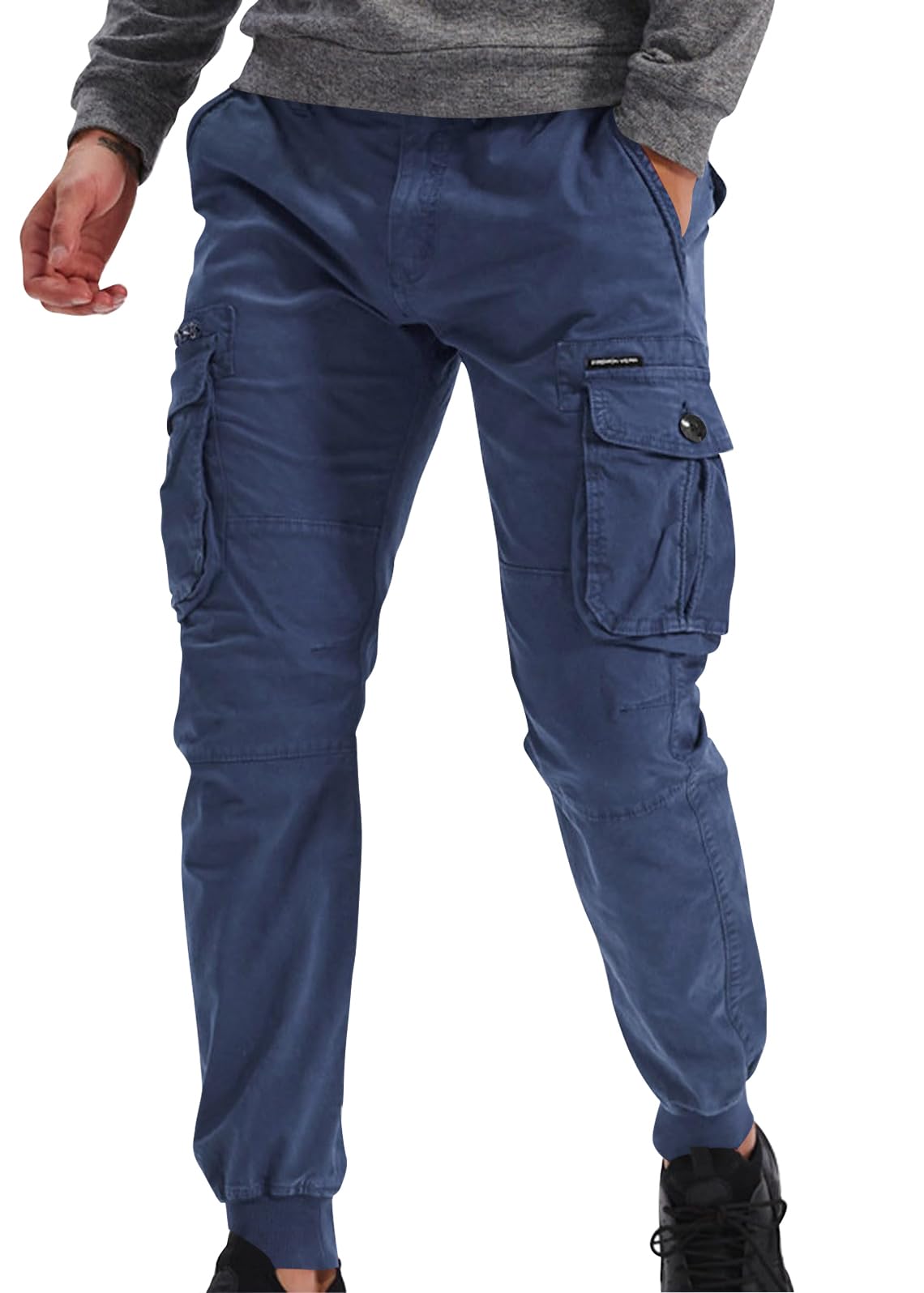 Pantalon Chino Cargo Homme Sport Slim Fit Pantalon De Travail Jogging Militaire Bas Survetement Pantalon Ceinture Elastique Sweatpants avec Multipoches
