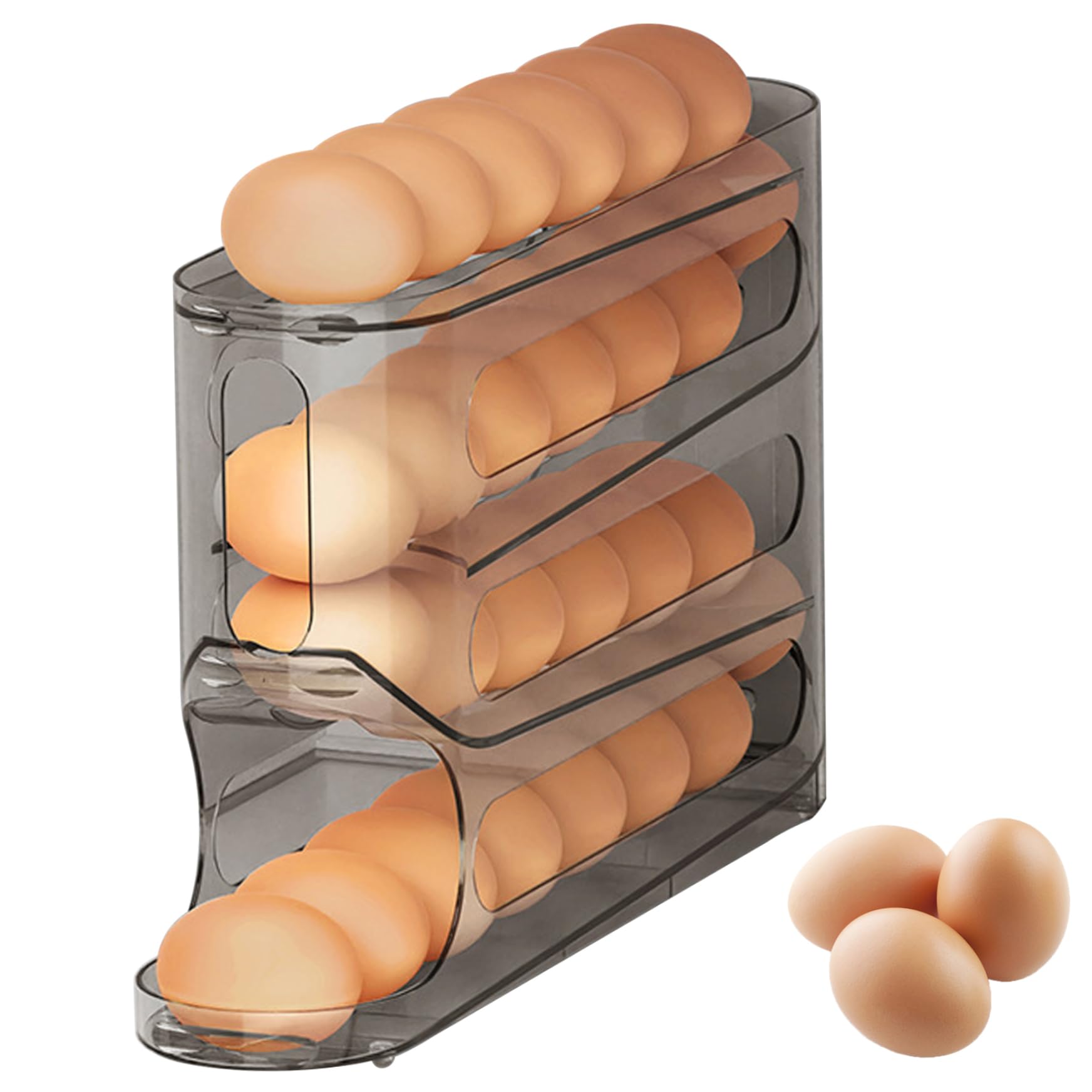 Takingup 4-Tier Clear Egg Dispenser for Refrigerator, 30 Capacity Gravity-Fed Storage for Fridge Countertop, Egg Holder