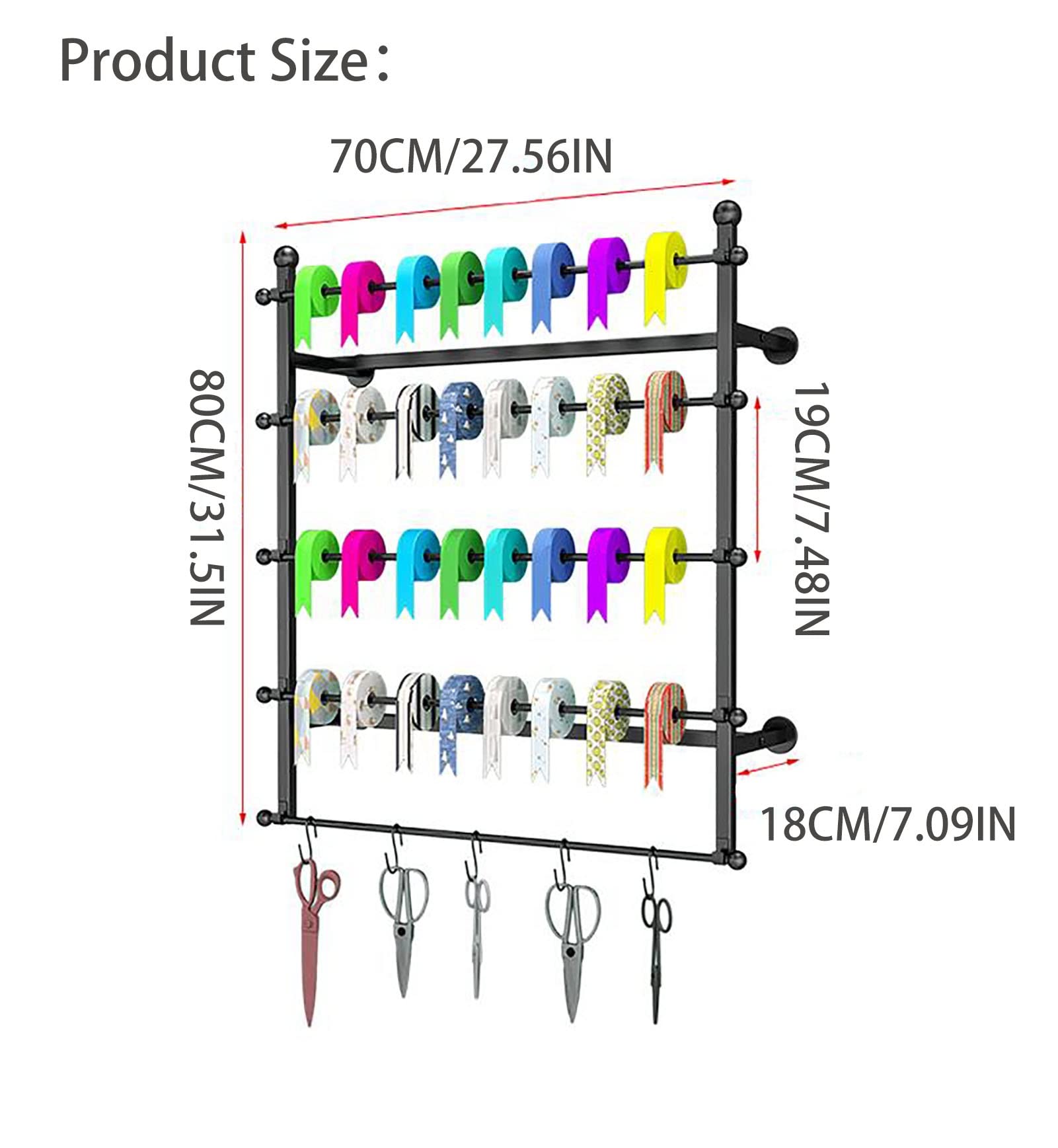 Genérico Organizador de Sala de Manualidades, Expositor de Pared para Corbatas y Bufandas, práctico Soporte para carretes de Cinturones, Toallas, Cintas hogar, el ar
