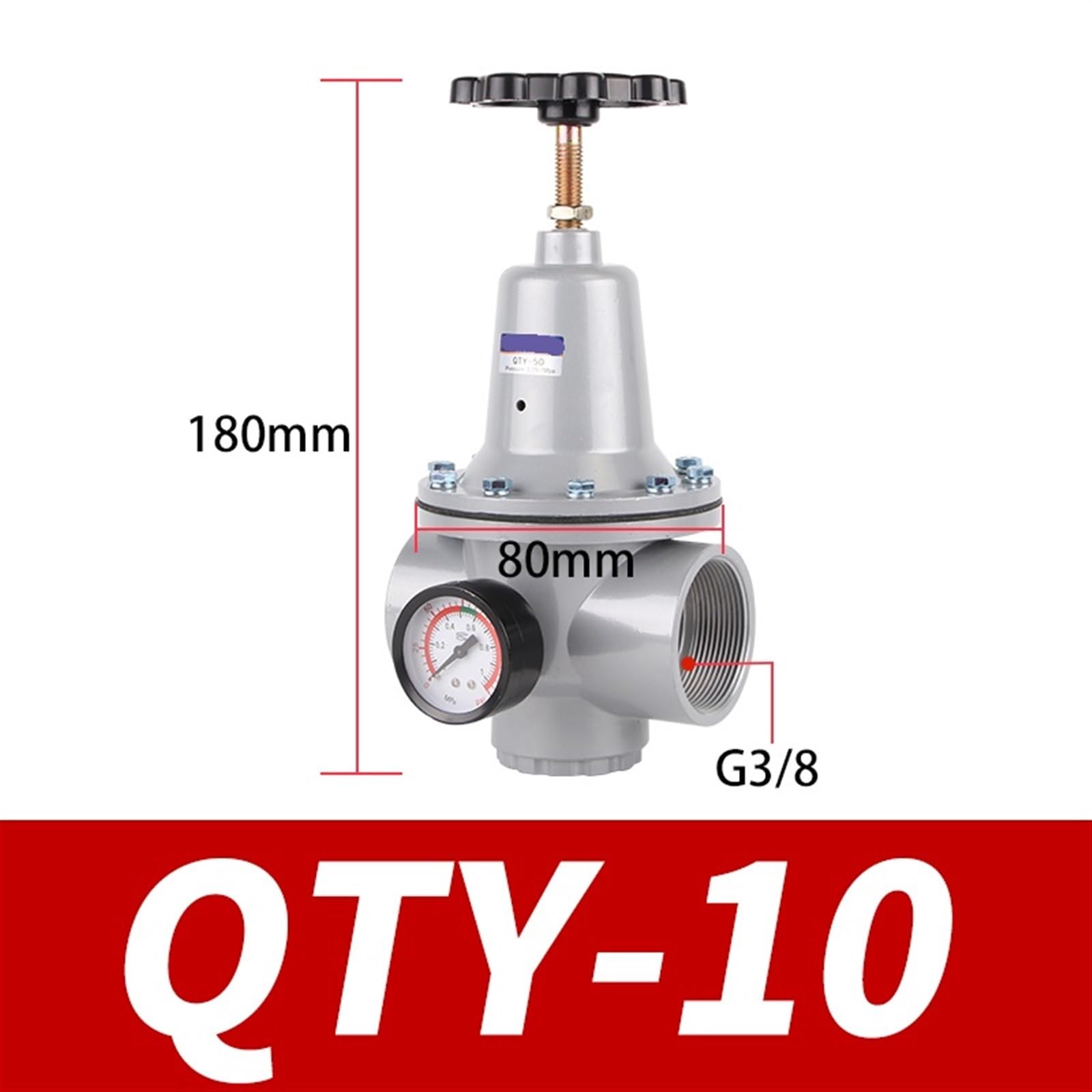 Pneumatic Regulator Pressure Reducing Valve Regulating with Gauge QTY-08/10/15/20/25/32/40/50 DN50 2 Inch DN40 DN32(QTY-10)