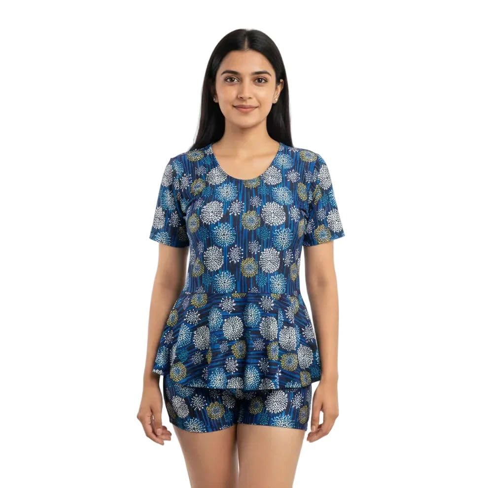 Women’s Printed Swim Costume Set | Top with Shorts Swimwear | Quick-Dry Fabric | Comfortable Fit | Sizes L, 3XL-image-3
