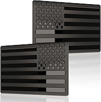 sticro Embossed 3D Matte Black American Flag Decals (Pair) - 5x3" Patriotic USA Emblems for Trucks, Cars, Motorcycles