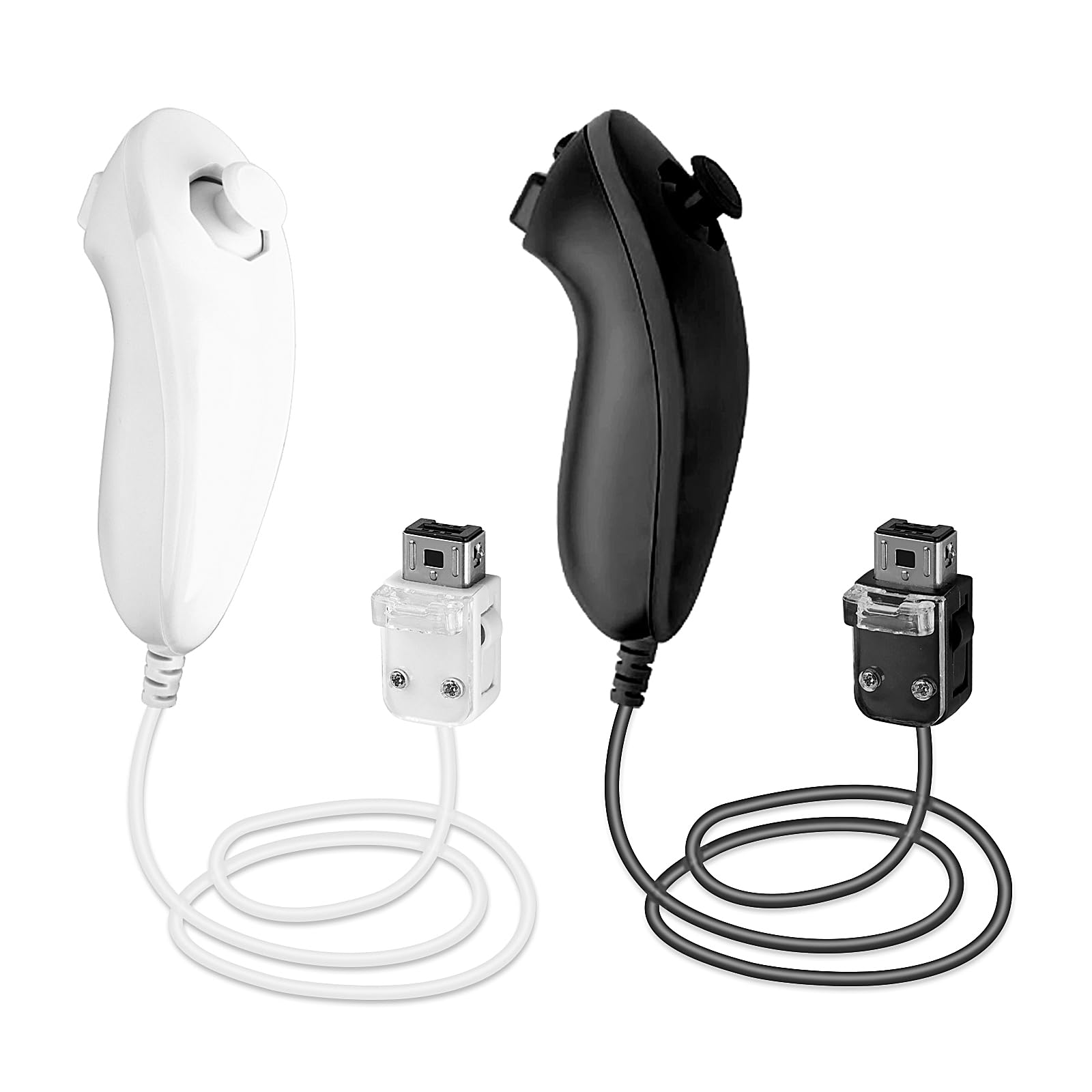 SWeien Wii Nunchuck Controller, 2 Packs Nunchuck Joystick Compatible with Wii console（Black & White）