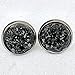 Black on Gunmetal - Resin Druzy Stud Earrings