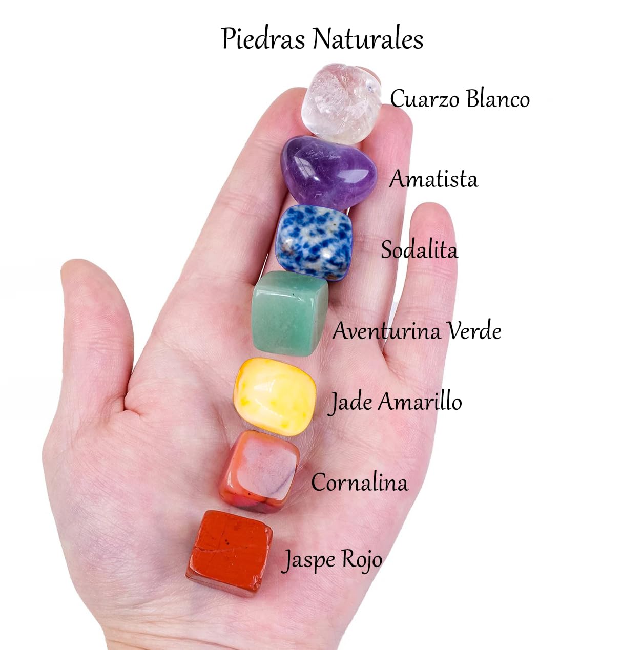 7 Piedras naturales 7 chakras Cuarzo blanco amatista aventurina cristales curativos Pulidos Terapias y meditación (7 chakras)