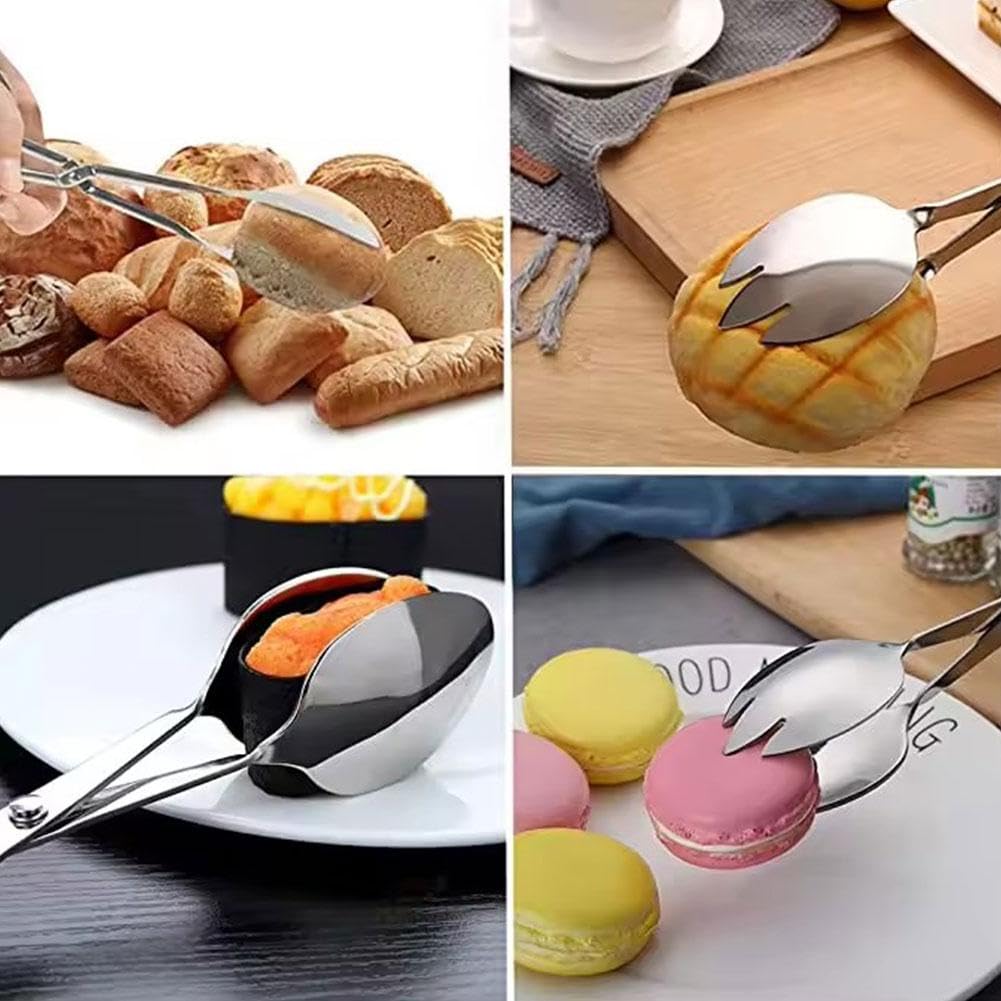Pince à salade en acier inoxydable pour servir, ustensiles en métal robuste, grande ouverture, outils de cuisine pour salade, fruits, buffet et fêtes