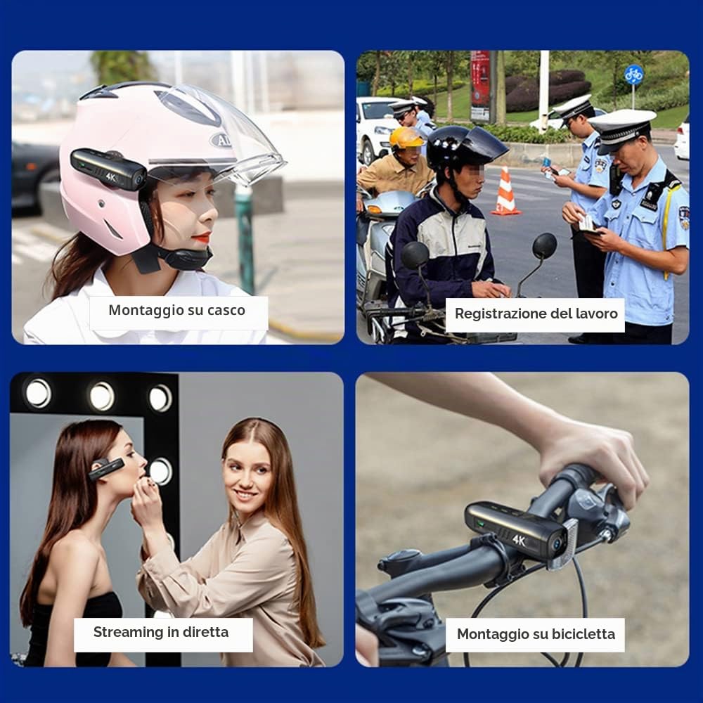 Andoer 4K WiFi Indossabile Videocamera 30FPS Obiettivo 120° Anti-shake Testa Montata Webcam APP Controllo