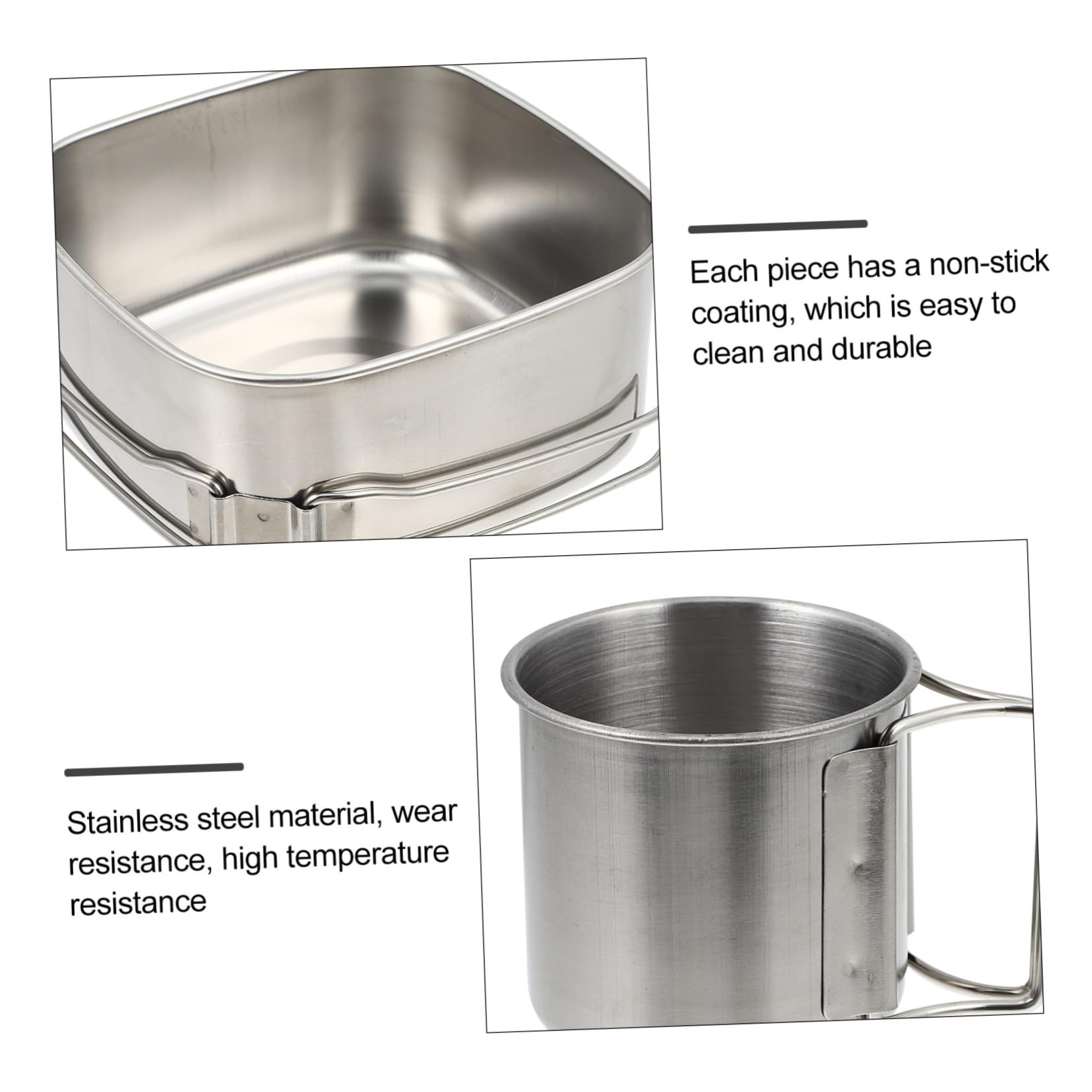 TOPBATHY Set de Cuisine Camping INOX avec Casseroles et Faitouts Pliables Ustensiles Légers et Faciles à Nettoyer pour Pique- et Activités Plein Air