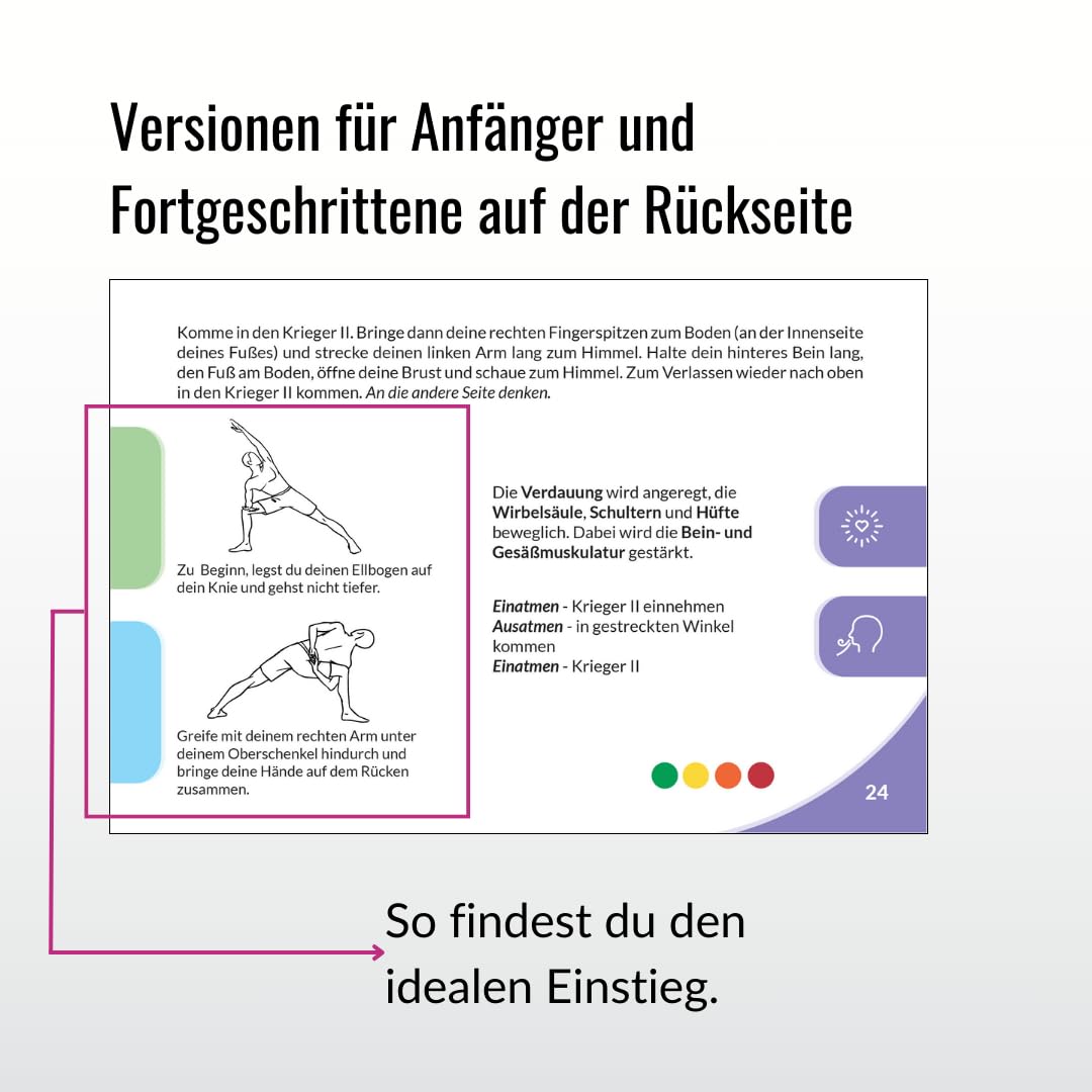 YOGA Karten XXL (große Karten), für Anfänger und Fortgeschrittene, mit 60 Yogaübungen, mit Online-Einführungs-Kurs, mit Meditationen und Atemübungen zum Anhören, Yoga Box, von FIT&BALANCED