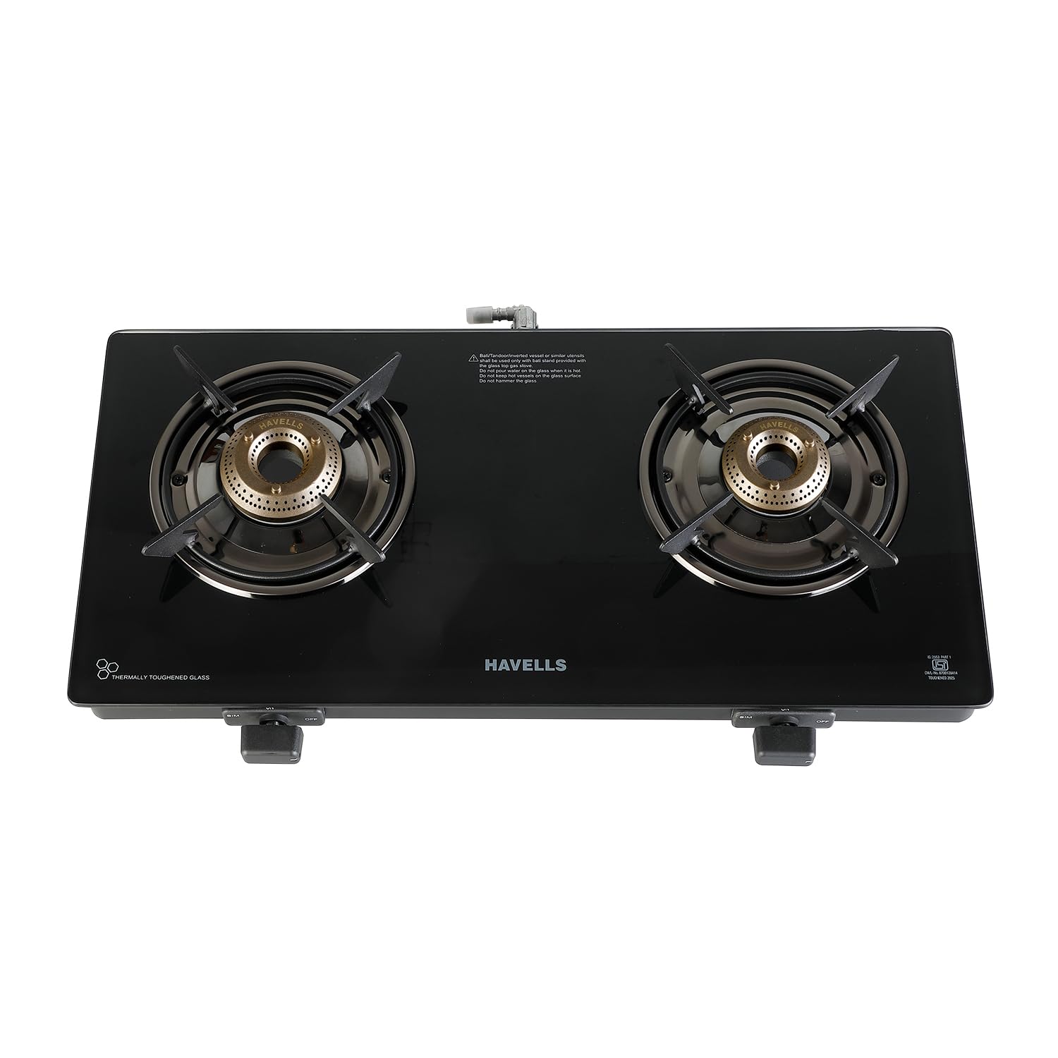 Havells GEOSLIM Gas stove |2 Heavy Duty Forged Brass Burner|6 mm Toughened Glass|Premium Valves|Removable Drip Tray|Soft Touch Knobs|5 year Warranty on Burners, Glass & Valves by Havells (Black)-image-24