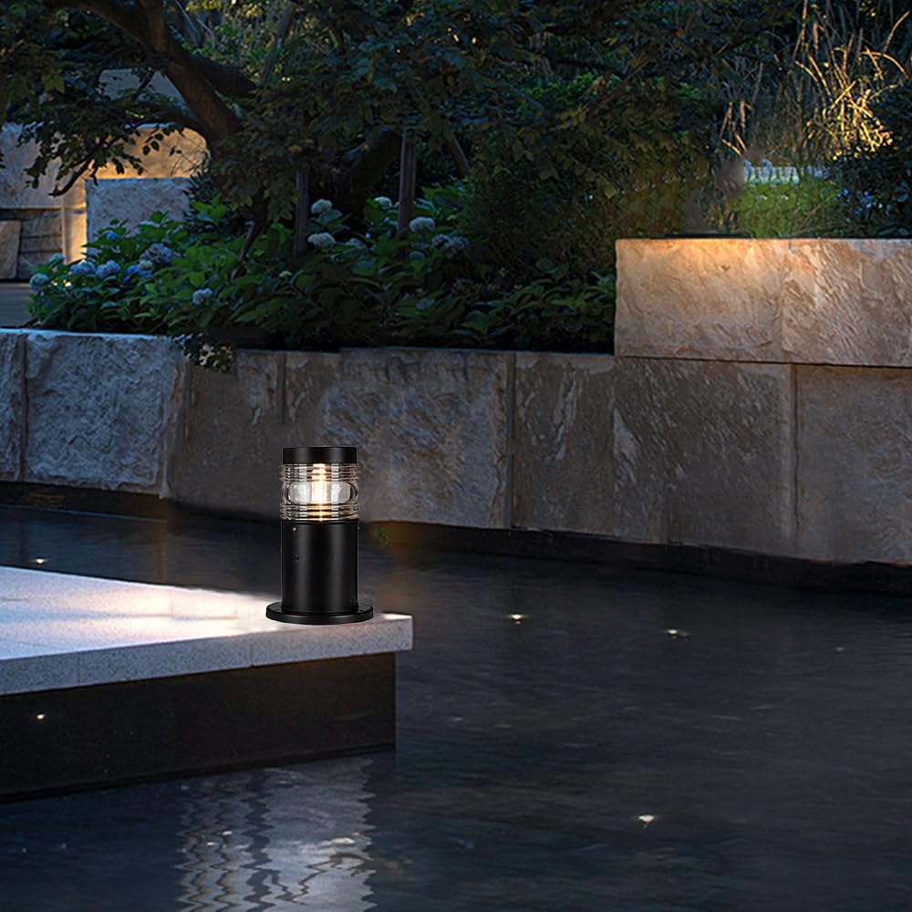 Mengjay E27 Paletto da Esterno Alluminio Luce a Colonna Impermeabile Patio Giardino Villa,Piedistallo Moderno Luci colonna Lanterna Porta Lampada a pilastro Illuminazione