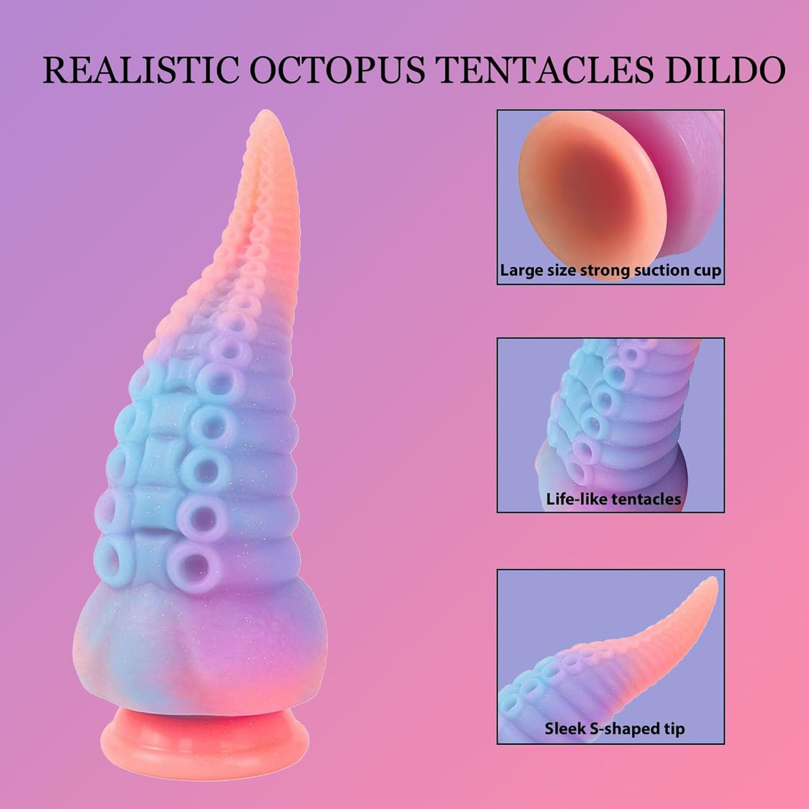 Realistico Vibratore in Silicone da 8,3 Pollici, Grande Tentacolo Anale Luminoso con Forte Ventosa, Enorme Mostro Spesso, Plug Anale, Massaggiatore Prostatico
