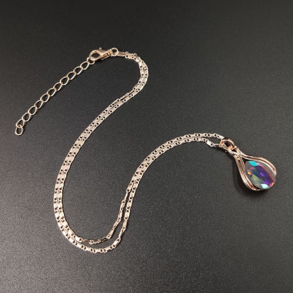 Parure Goccia Cristallo Blu Collana Orecchini Elegante Gioielli Donna Cerimonia Matrimonio Compleanno