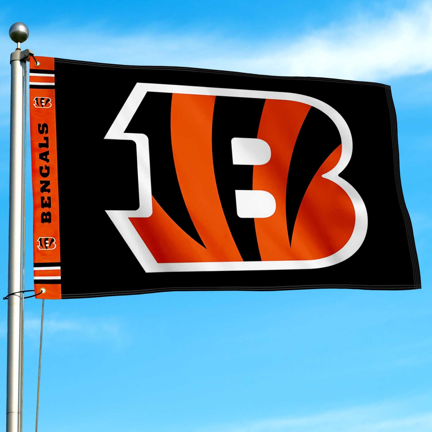 Cincinnati Bengals 3x5 Foot Flag - White Stripes Design, Outdoor/Indoor Banner
