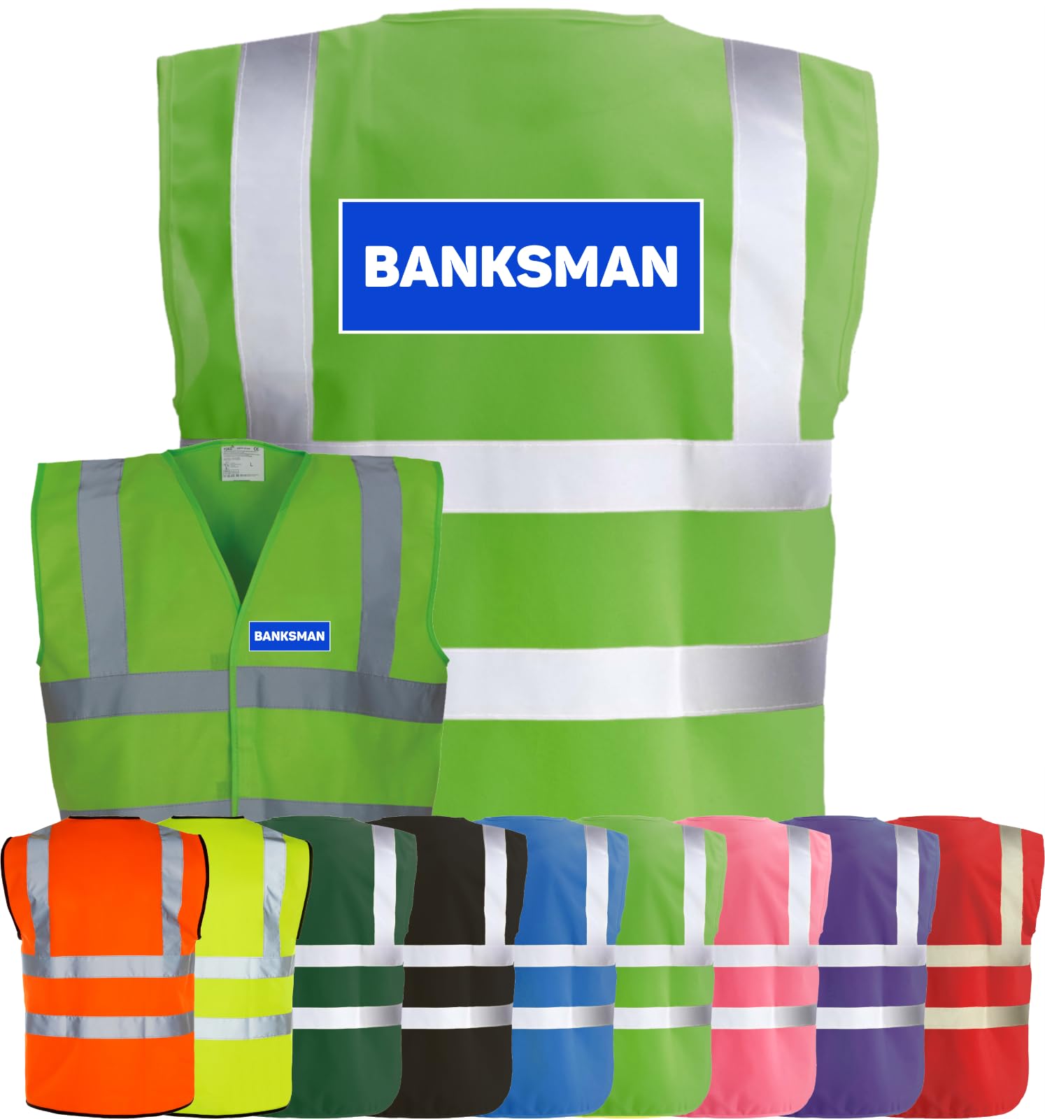 Corporate Togs BANKSMAN Printed Waistcoat - Hi-Vis Safety Vest Tabard, Brace Hi-Vis Strips, Fully EN471 Health, Protective Safety Wear | Safety Apparel