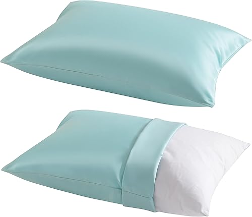 NTBAY Paquete de 2 almohadas con fundas de almohada de algodón egipcio, relleno alternativo de algodón suave de 13 x 18 pulgadas, almohadas sobre