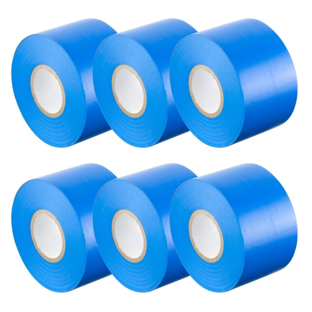Gocableties Blue Wide Electrical Tape, 50mm x 33m, 2" Strong Self-Adhesive PVC Insulation Tape for Insulating, Repairing and Protecting Electrical Wires, 6 Rolls