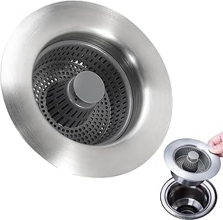 1Set-3-in-1 Stainless Steel Sink Aid, Kitchen Sink Drain Strainer, Stainless Steel Kitchen Sink Stopper, Sink Stopper Kitchen Drain, Kitchen Sink Drain Basket, Kitchen Sink Drain Strainer, 3-1/2''