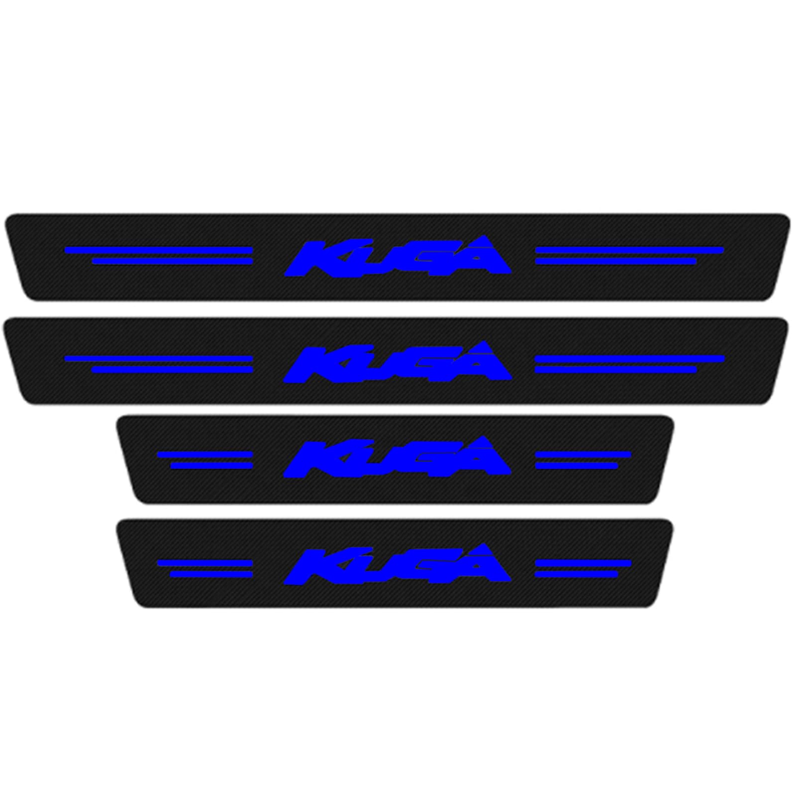 Symilov Car Door Sill Protector for Fo-rd Kuga MK1 MK2 MK3 2009-2024, 4Pcs Anti Scratch Carbon Fiber Threshold Edge Entry Guard Stickers Kick Plates Styling Accessories,Blue