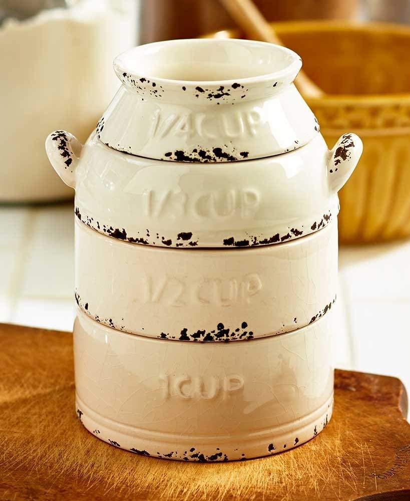 Vintage Distressed Measuring Cups. Farmhouse Kitchen.