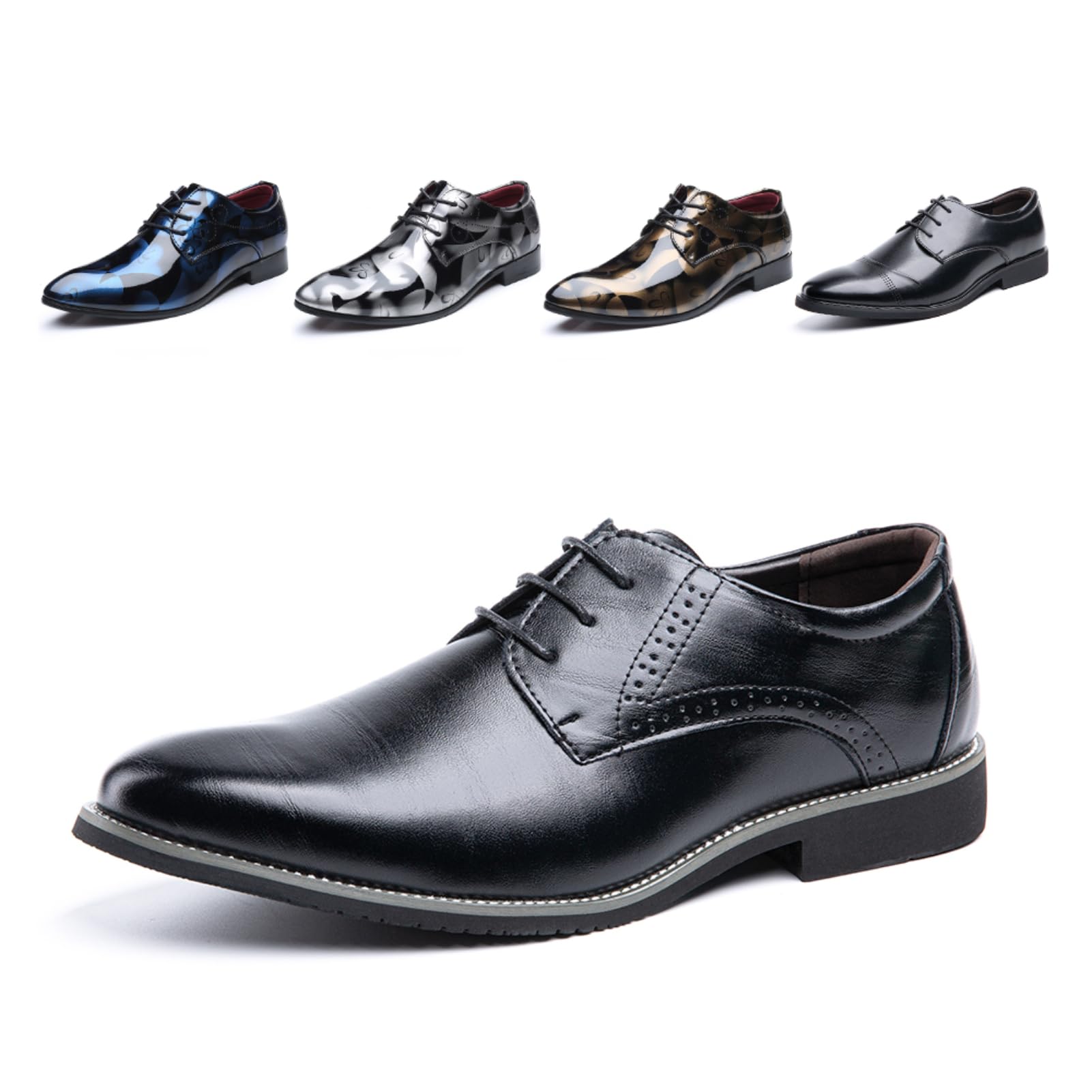 Men's Oxford Derby Shoes Brogues Leather Shoes Wedding Shoes Lace Up Shoes Classic Business Lace-Up Shoes Blue Gold Grey Red Black Brown Khaki 37-48