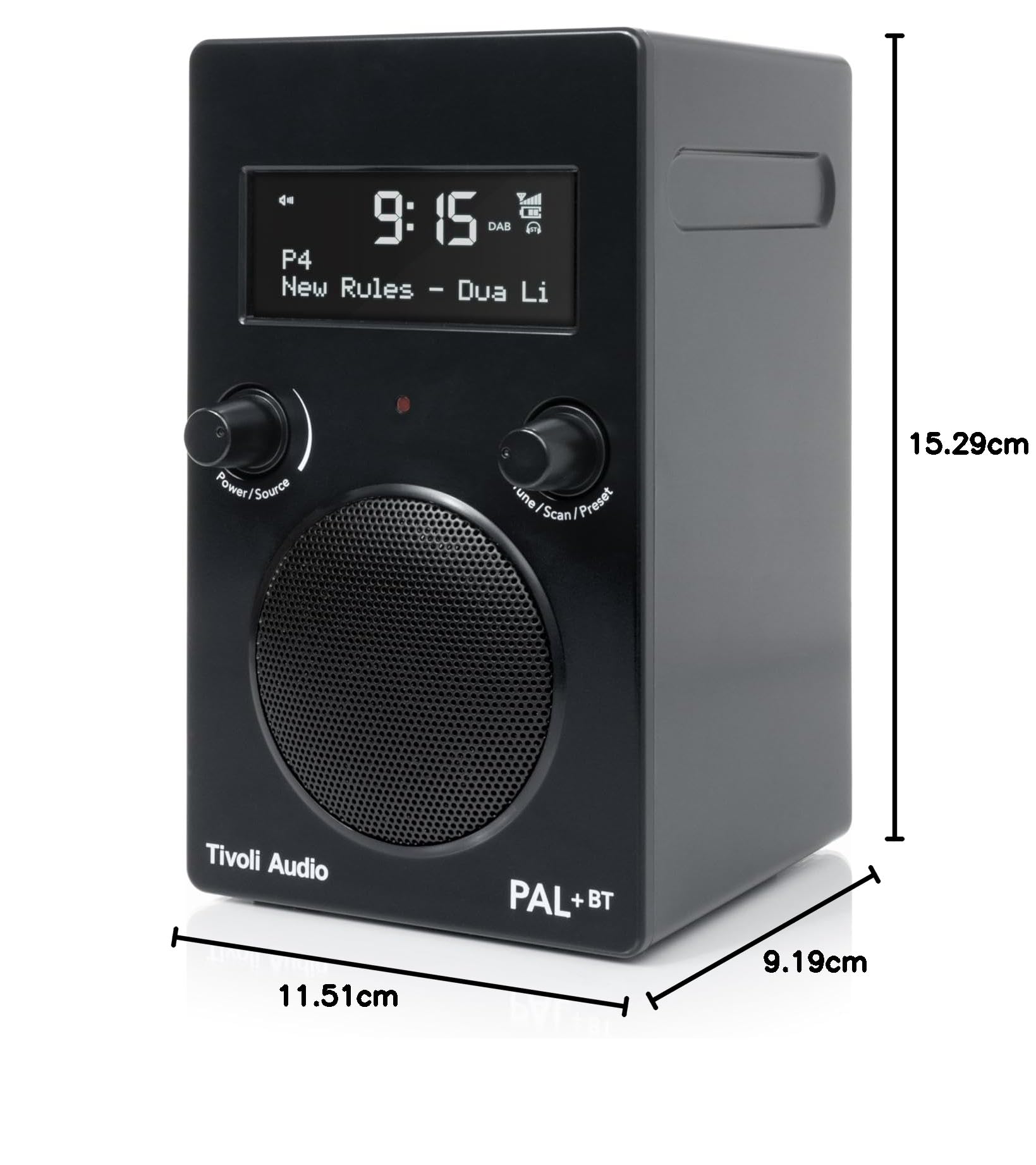 Tivoli Audio PAL+BT - Radio Reveil Vintage Rechargeable 16H de Batterie - Enceinte Bluetooth Portable Retro avec écran LED - Poste Radio Design Dab+/FM avec télécommande - Résistant à l'eau (Black)
