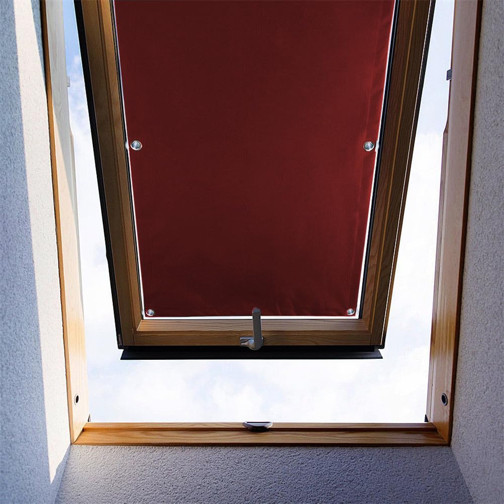 ZHhan Blackout Curtains for Roof Window Thermal Insulated Blackout Window Blinds with Sucker UV Protection for Bedroom, Baby Nursery Easy Installation (Wine Red,22.4"x28.7")