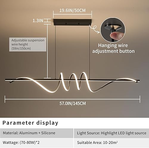 Miniatura 10 de Candelabro moderno, lámpara colgante LED regulable, lámpara de anillo para sala de estar, comedor, cocina, dormitorio