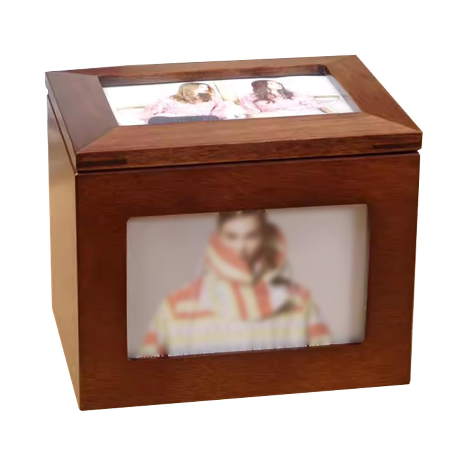 Amaibijin Wooden Photo Storage Box with 5 Pull Out Photo Albums, Cube Insert Photo Frame Organizer, Holds 100 Pcs 6x4 Inch Pictures for Wedding, Covered Version