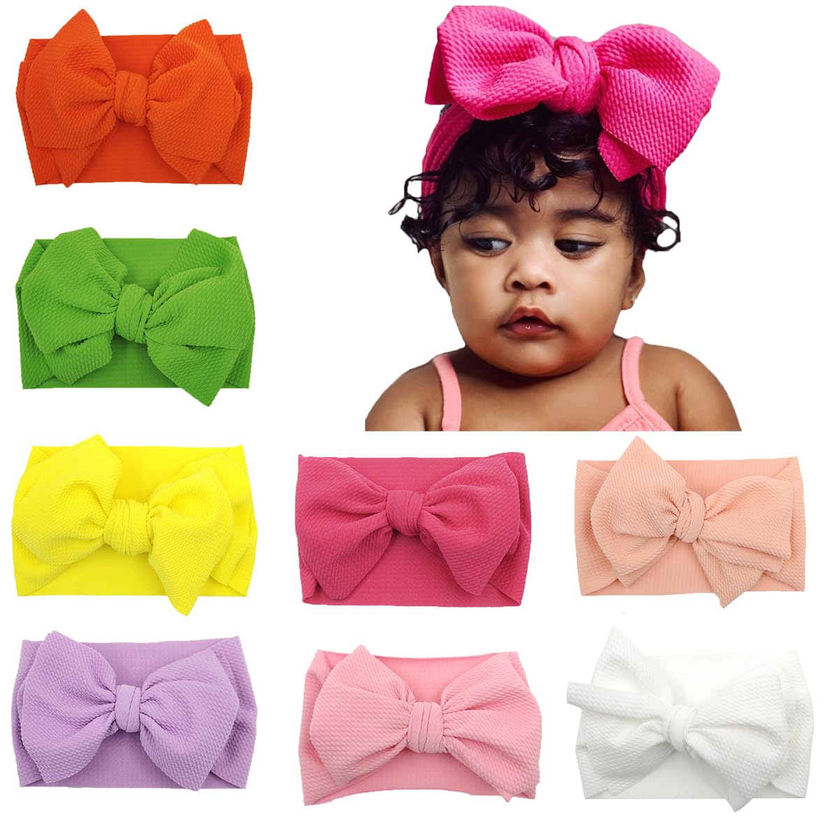 GEZISAN Baby Headbands for Girls Nylon Hair Bows Turban Knotted Headwraps for Newborn Infant Toddlers Kids (PR20)