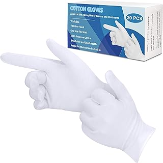 10 Pair White Cotton Gloves for Dry Hands,Moisturzing Gloves for Eczema,Coin,Jewelry,Silver Inspection.