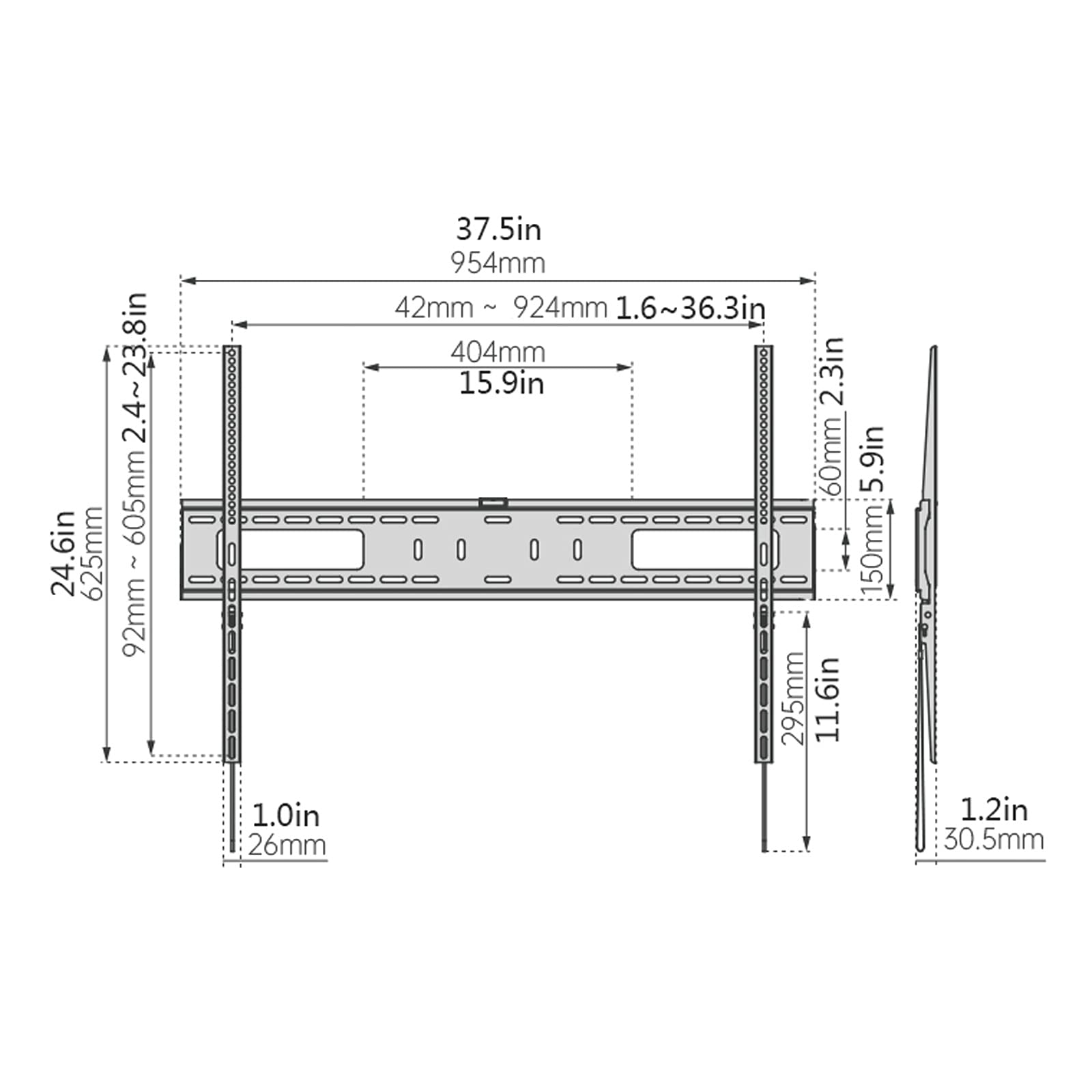 tv Stand Ultra magro TV Monte universale fisse TV Staffa di montaggio a parete 60 "-100" Staffa per montaggio a parete per impieghi gravosi con livello di spirito e protezione anti-caduta .per casa, u