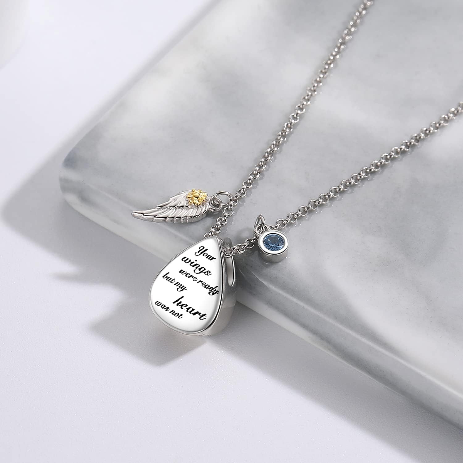 925 Sterling Silver Urn Cremation Ashes Memorial Keepsake Teardrop Eternity Memorial Pendant Mom Dad Jewelry for Women - Image 3