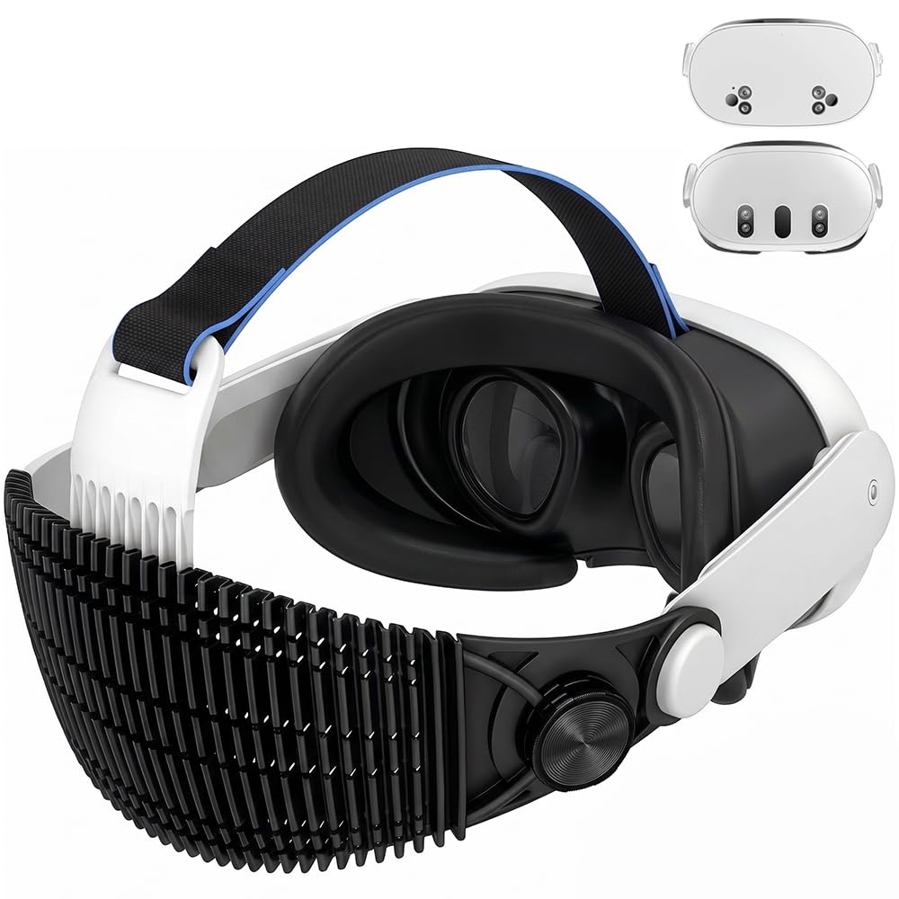 Cinghia per la testa per Meta Quest 3/3S, per giochi VR sdraiati, sollievo dalla pressione, cinghia regolabile ultra leggera da 89,9 g, design ergonomico, accessorio pieghevole Elite Strap