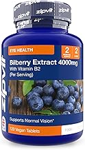 Zipvit Bilberry Extract 4000mg with Vitamin B2, High Strength Bilberry Eye Supplement, Eye Health Supplement for Vision Support, 120 Vegan Tablets, 2 a Day, 2 Month Supply