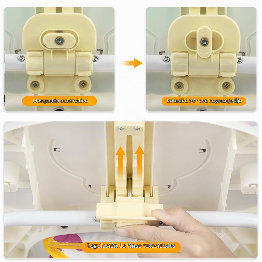 5 en 1 Andador Bebé con 5 Alturas Ajustables, Andador Bebe Plegable con Bandeja de Actividades Musical Desmontable, De 6 a 18 meses, hasta 12 kg (5 en 1,62 x 68 x 36-81 cm, rosa)