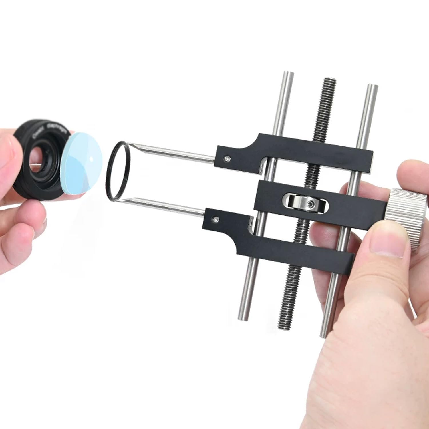 Llave universal de anillo de presión óptico, herramienta de anillos de presión de doble extremo de acero inoxidable, llave de anillo a presión ajustable, diámetro de sujeción de 3,0 a 76,2 mm