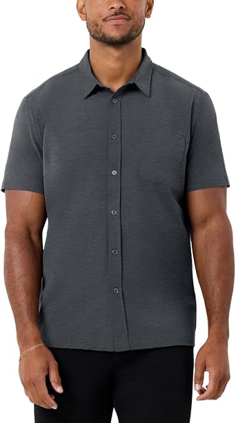 Short Sleeve Button Down Shirts for Men Slim Fit Stretch Casual S-4XL | Wrinkle-resistant stretch short sleeve shirts with a slim tailored fit - business casual to weekend, tucked or untucked.