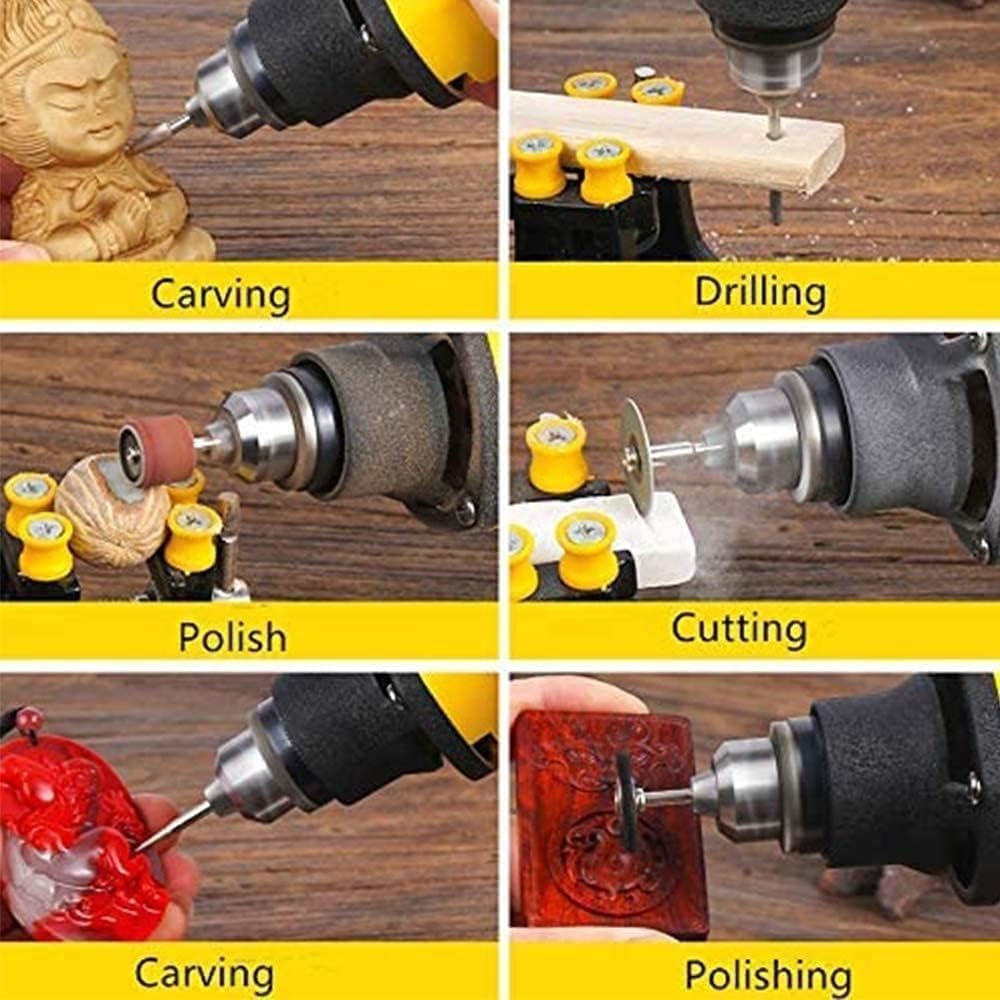 Electric Chisel Carving Tool Small Electric Woodworking Carving Chisel Electric Wood Carving Machine 6 Step Variable Speed with Protective Cover(220V)