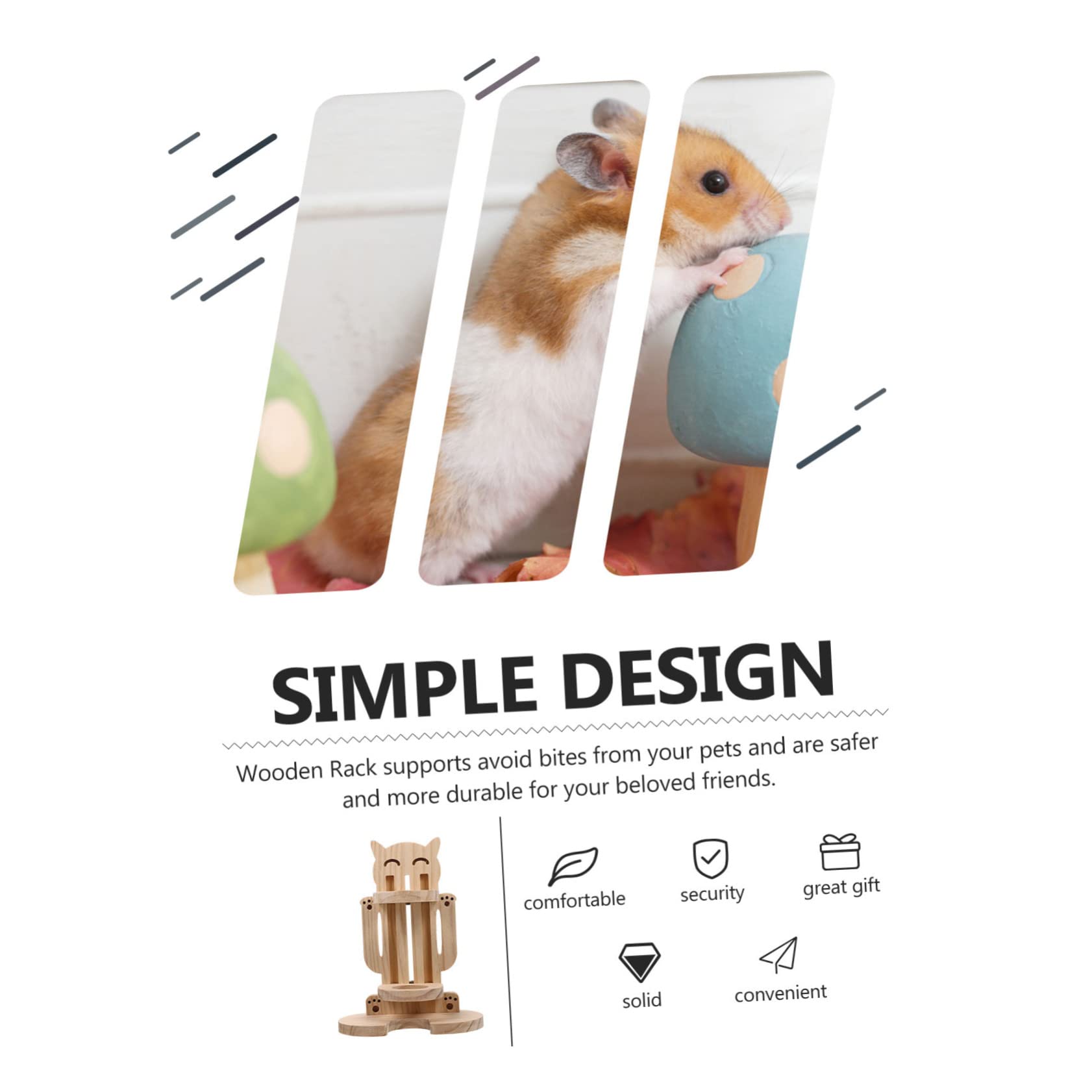 NOLITOY Lid Wood Hamster Water Bottle Rack Pet Supply Feeder Stand Animal Shaped Holder for Rabbit and Small Pets