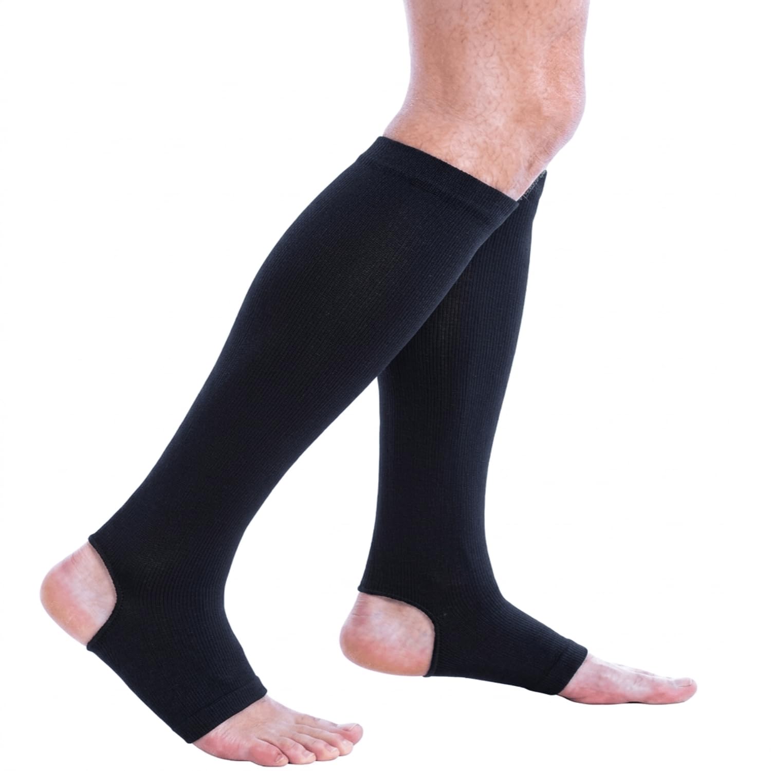 KUDIZE Compression Below Knee Open - toe 4 way stretch Socks Support Prevent Varicose Knee pain relief Veins Stocking Calf & Knee support For Men and Women.-image-44